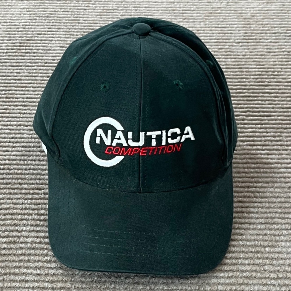 Nautica Competition‎ Vintage 90s Forest Green Cotton Strapback Baseball Cap Hat